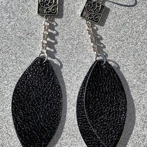 3 for $65 - "Nautilus" leather accent earrings